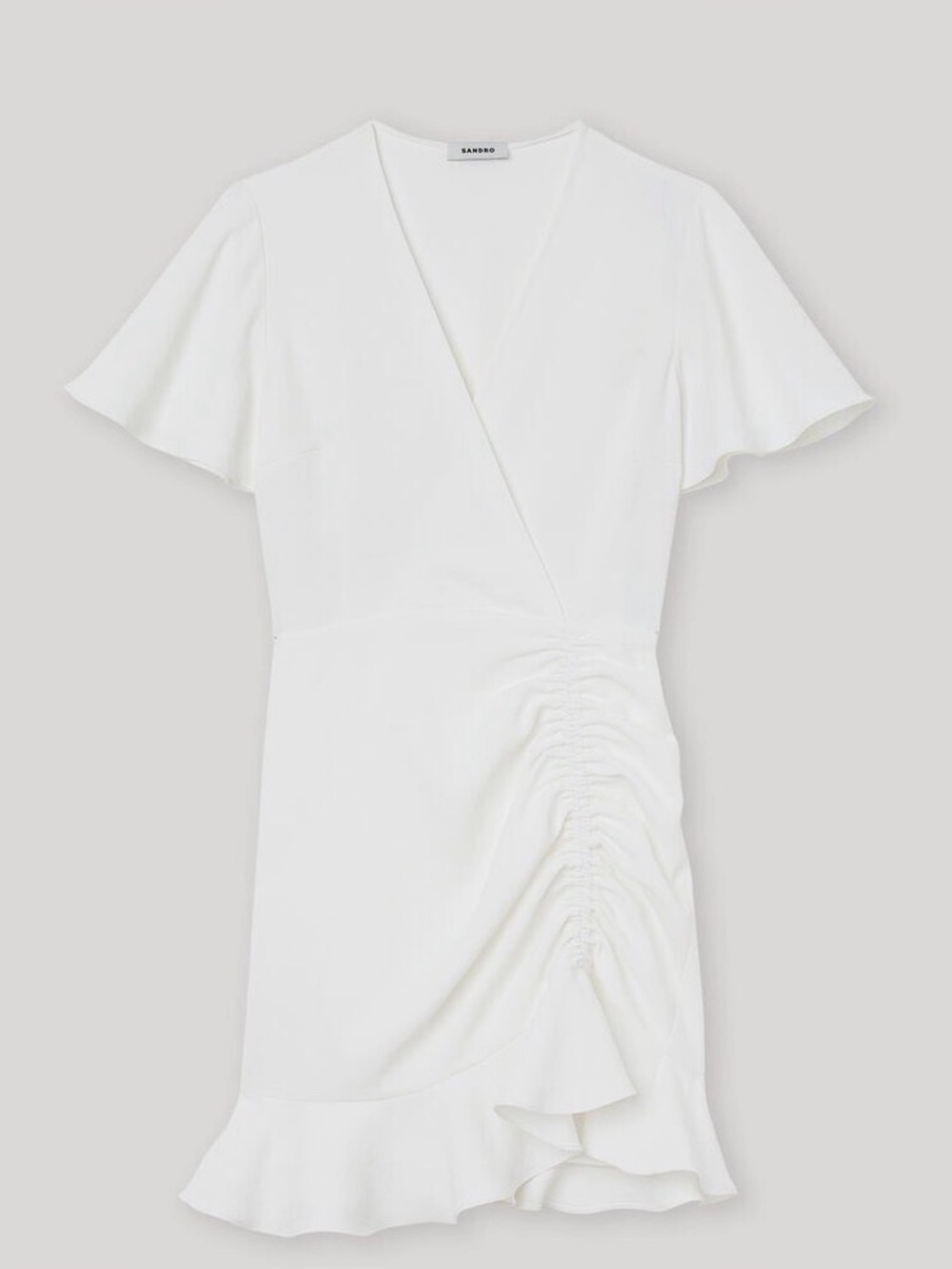 Sandro Paris Short Crossover Dress White Size 40 (US 8-10)